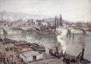 Camille Pissarro The Stone Bridge in Rouen,dull weather oil